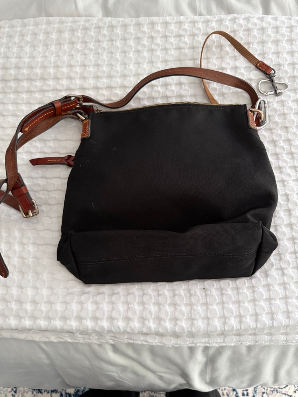 Dooney & Bourke Black Crossbody with Brown Leather Trim and Red Accent - Picture 4 of 4